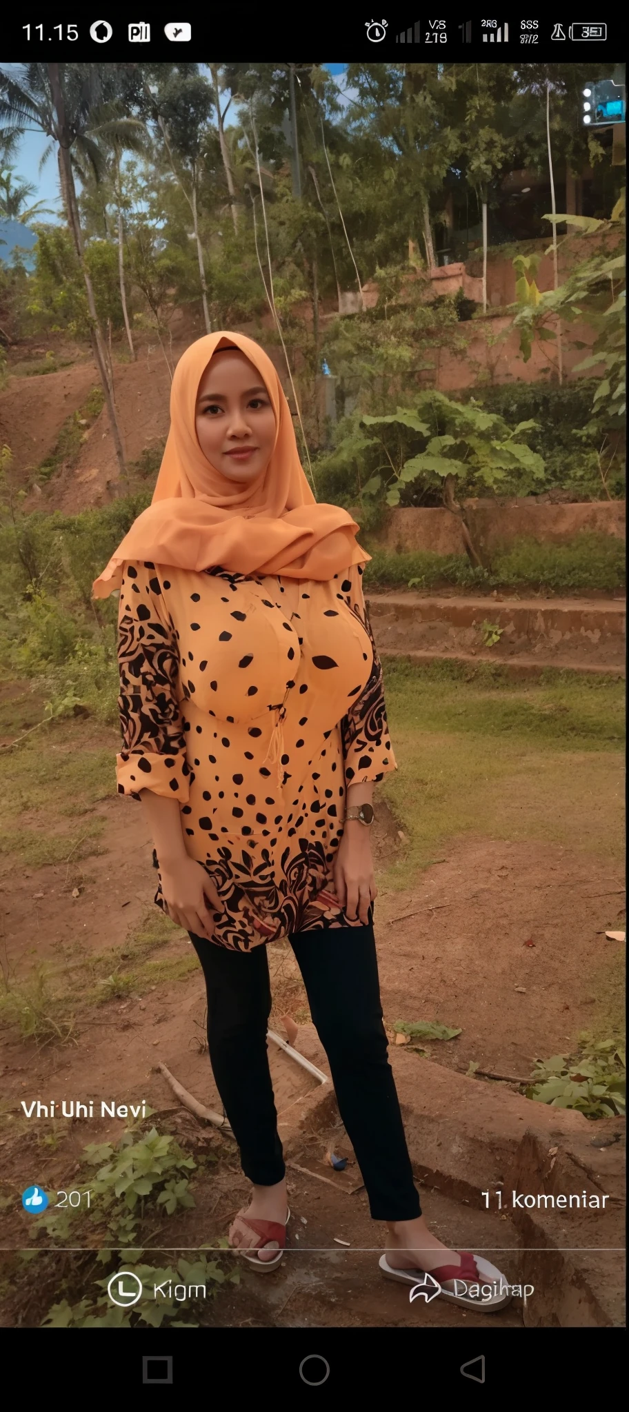 50 years Old, Hijab Indonesian mature woman, Big Tits : 66.9, Gamis, Breast out from her clothes : 1.9, at doctor office, Dark light, at Nighttime