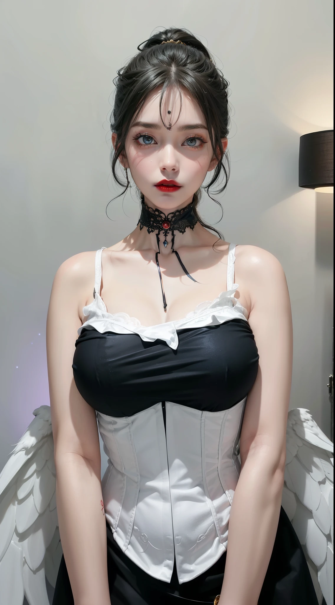 Detailed image quality,Witch Pandora,wing, Succubus Theme,堕落Angel,Excellent,scary,Secret Terror,Tentacles,With eyes,Uncanny Valley Effect,Beast Blood Moon,skeleton,vampire,Hellfire,Dark Queen,Angel,magician magic witch,16岁Angel,Eyes are blue(Pupils as deep as the starry sky),Gorgeous tattoo designs all over the body,Rostow Photos(8K picture quality,Rich in details),Dark eyeshadow,Sexy thick lips(Red lipstick),Delicate and exquisite gold jewelry