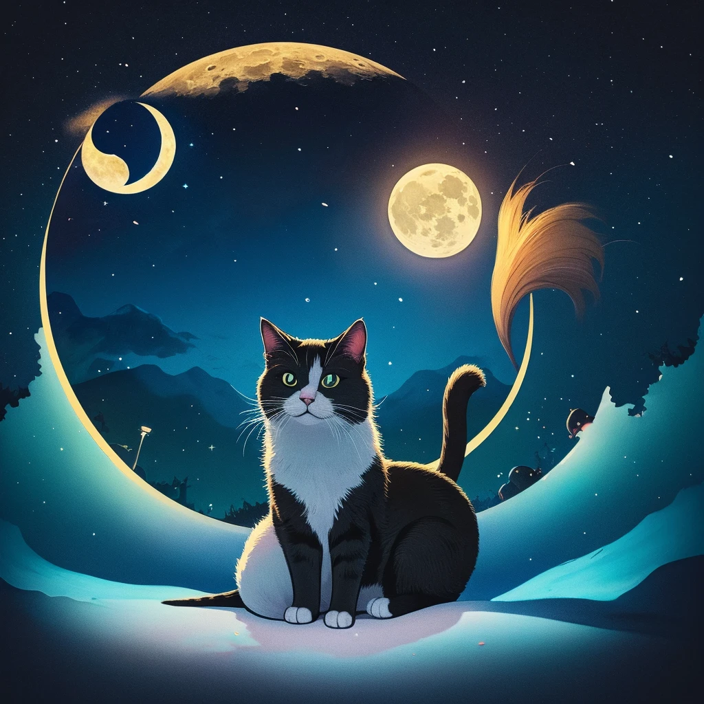 Cat moon An illustration