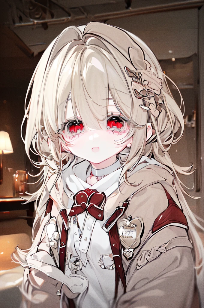 (best quality,4K,8k,high resolution,masterpiece:1.2),Super detailed,(Practical,photoPractical,photo-Practical:1.37),1 girl,long,Light blond hair,White skin,Red Eyes,Having multiple pupils,gorgeous,Preppy Clothing,Combined with romantic style