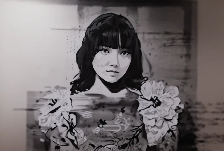 a drawing of a woman with long hair and a face, black and white painting, black and white drawing, acrylic drawing, black ink drawing, black and white sketch, extremely detailed woman, charcoal art, detailed woman, black sketch, black ink painting, ink on canvas, ink drawing, detailed charcoal drawing, charcoal line art, charcoal painting, detailed charcoal sketch