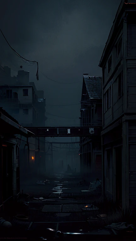 Alley after dark lonely alleys in the middle of the night, a lonely  who is lost in this darkness, while she is alone and lonely because of the war, a little thick fog covers the environment so that the depth of the alleys is not clear, bad and bad people  The essence in the body of evil spirits are lurking to hunt this .