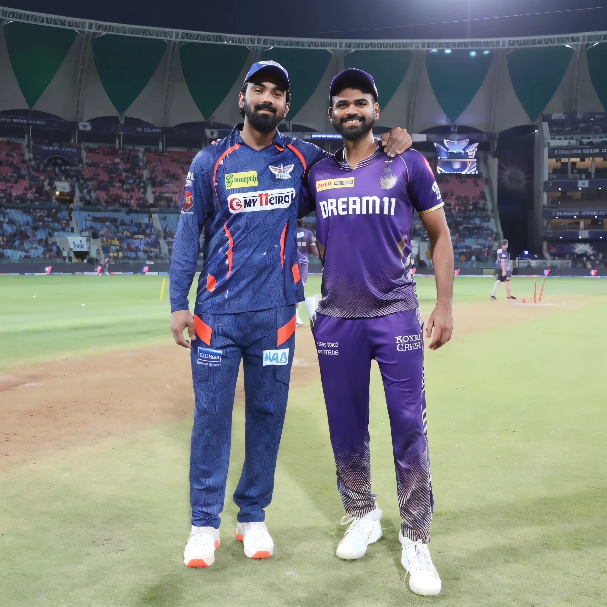 two men standing on a field in front of a crowd, listing image, gearing up for battle, trending ,, very very wide shot, taken with sony alpha 9, very wide shot, full body full height, a wide full shot, very very low quality picture, taken with the best dlsr camera, taken with canon 8 0 d, end of an era