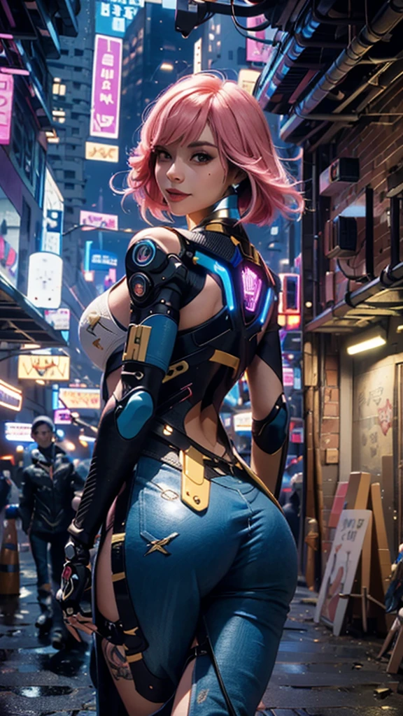 motor irreal:1.4,CG ultra realista K, Fotorrealista:1.4, textura da pele:1.4, Obra-prima:1.4,Linda mulher com lingeries babydoll、Roupas curtas amarelas estilo cyberpunk, pantimedia vermelha , mini saia azul,