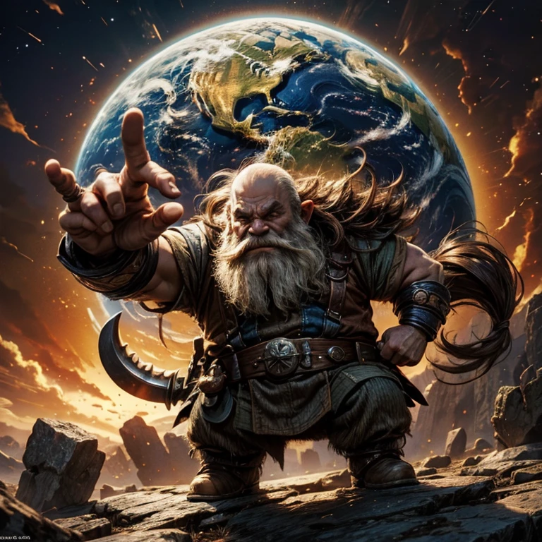 The Earth in the hand of the evil dwarf