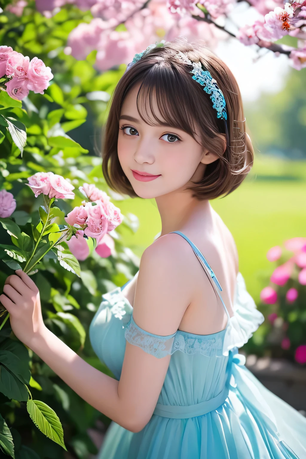 Dreamy 17-year-old Russian girl in a beautifully embroidered floral dress, elegant bob haircut with loosely curled hair falling on her shoulders, and a contagious laughter. Her stunning, piercing blue eyes captivate anyone who gazes upon them. With her delicate, rosebud lips parted in a joyful smile, she radiates an aura of youthful charm and warmth. The portrait emphasizes the extraordinary level of detail, allowing every freckle and subtle expression line to be perfectly captured on her flawless face.
The artist utilizes the medium of oil painting to create a highly realistic and vivid portrayal of this enchanting scene. The brushwork blends seamlessly, creating a sense of softness and depth. The image quality is of the highest caliber, a masterpiece in its own right. Every stroke is layered with meticulous attention to detail, resulting in a visually stunning and emotionally engaging composition.
The overall aesthetics lean towards a romantic artistic style, evoking a sense of nostalgia and yearning. The color palette consists of soft pastels, with gentle shades of pinks, blues, and greens dominating the scene. These colors imbue the artwork with a dreamlike quality, further enhancing the ethereal atmosphere.
The lighting plays a crucial role in highlighting the subject's captivating features. Soft, diffused illumination coming from a window bathes her face, creating gentle shadows that accentuate her delicate bone structure. The ambient light softly sculpts her neck and shoulders, emphasizing their graceful lines.
Surrounding the girl, a beautiful garden unfolds, teeming with vibrant flowers and lush greenery. The vibrant blooms cascade in waves of different colors, adding a lively touch to the composition. The background is slightly blurred, ensuring that all attention remains focused on the captivating girl in the foreground.
Overall, this prompt paints a breathtaking portrait of a 17-year-old Russian girl exuding youth, beauty, and joy. The artist's exce