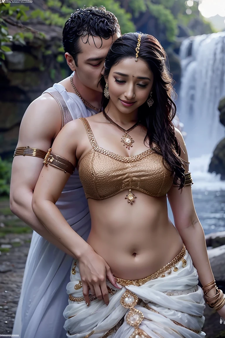 HD wallpaper 32k cinematic shoot of a Beautiful cute wet Pooja Hegde, with thick thighs and a curvy chubby waist,  wearing a beautiful Indian dress, ((lowwaist)), ((kissing by a man)), ((kiss)), ((wet girl)), ((sweaty girl)), ((kissing a man)), ((kiss))