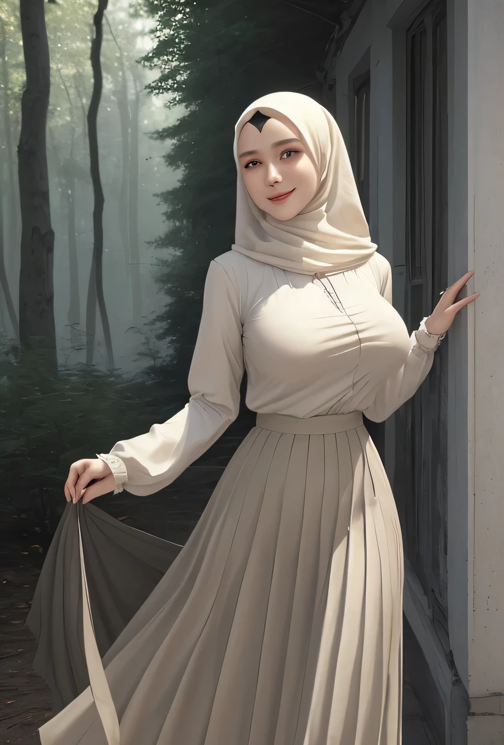 RAW, Best quality, high resolution, masterpiece: 1.3), beautiful Rusdian woman in hijab (iu:0.😎, perfect nose, perfect lips, beautiful face, perfect eyes, detail :1.2),((big breasts)), masterpiece, quality best, very detailed,perfect body, woman in black skirt and beige blouse, long skirt, simple dress, hijab, beautiful look, simple flowing dress, pleated skirt, simple style, long dress woman, wearing a long eloquent skirt, full body image, wearing a long cloth flowing, black skirt, (sweet smile:1.1), (glossy lips:1.1), (beautiful eyes:1.1), background of the old building in the forest, covered in mouth,
INFO
Size
848X1536
Date
Dec 1, 2023
Mode
Default
Type
upscale
Checkpoint
Photon
#Realistic
#Realistic
#Photography
#ai
#aipro
#fbpro
#cilacaphits
#cilacaphitz
#cilacapkekinian
#fyp
#viral
#edit
#reel
#reels