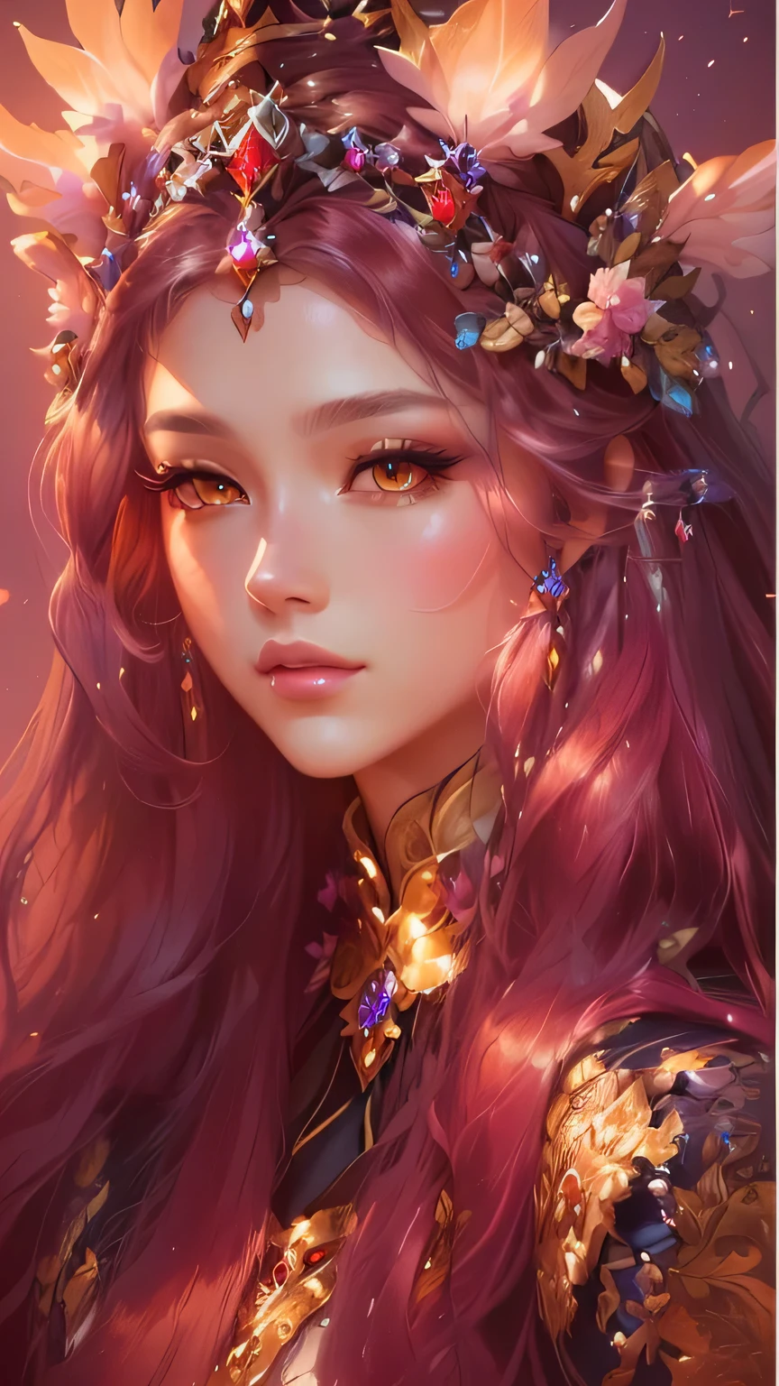 Close-up of a long-haired woman wearing a crown, ((Beautiful Fantasy Empress)), 8k high quality detailed art, Fantasy art style, Beautiful Fantasy Empress, beautiful Fantasy Portrait, Beautiful fantasy art portrait, Beautiful character drawings, Gweiz-style artwork, Heavenly Beauty, Beautiful fantasy art, Digital fantasy art ), Beautiful anime portraits, Fantasy Portrait