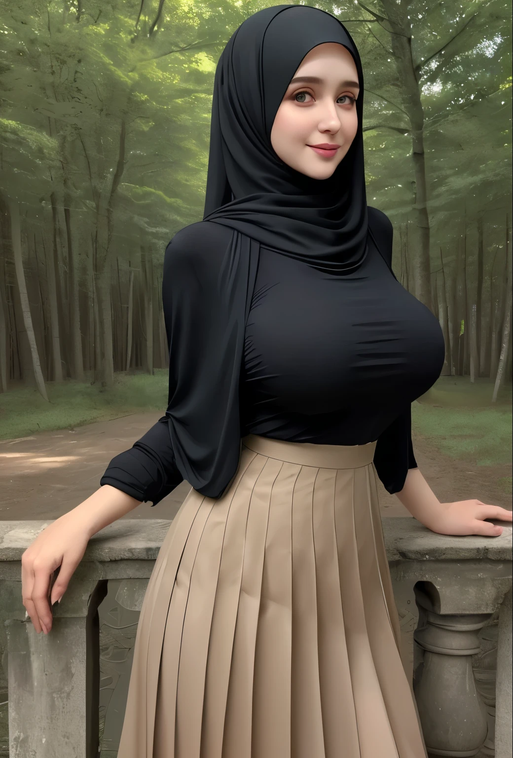 (4k, highres, masterpiece:1.2), ultra-detailed, (realistic:1.37), professional, portrait, Arabian, model, hijab, photo studio, romantic background, beauty, body, big breast, sexy, dress, uniform, cosplay, student, plaid mini skirt, white panties, sensual pose, open legs, smile, vivid colors, Bokeh, soft lighting