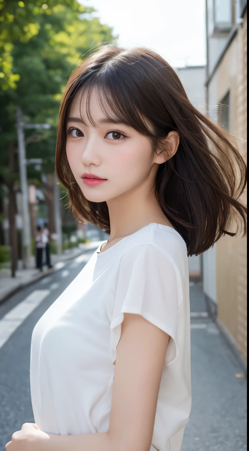 In detail, High resolution, high quality、Perfect dynamic composition, Beautiful fine details, Medium Hair, 、Natural color lip,Kamimei、Tokyo、20-year-old girl、1 person、Clear Skin、Shiny Hair、 最high quality, figure, Very detailed, In detail, High resolution, 8k、Hair dancing in the wind