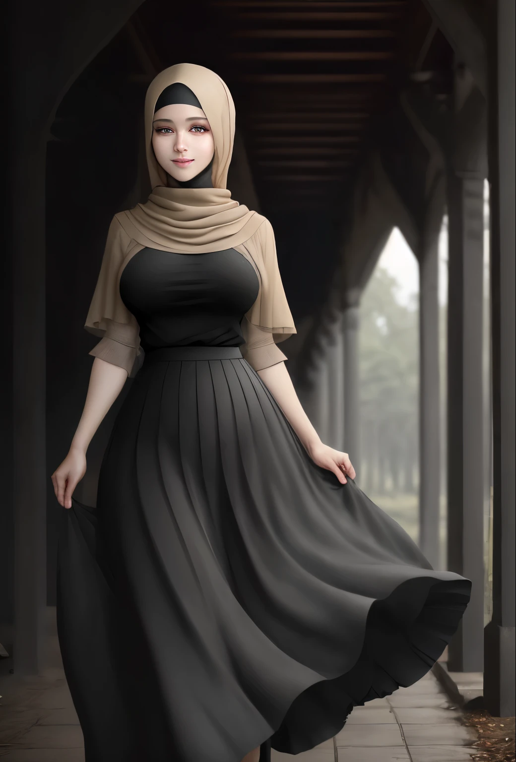 RAW, Best quality, high resolution, masterpiece: 1.3), beautiful Rusdian woman in hijab (iu:0.😎, perfect nose, perfect lips, beautiful face, perfect eyes, detail :1.2),((very long big breasts)), masterpiece, quality best, very detailed,perfect body, woman in black skirt and beige blouse, long skirt, simple dress, hijab, beautiful look, simple flowing dress, pleated skirt, simple style, long dress woman, wearing a long eloquent skirt, full body image, wearing a long cloth flowing, black skirt, (sweet smile:1.1), (glossy lips:1.1), (beautiful eyes:1.1), background of the old building in the forest, covered in mouth,
INFO
Size
848X1536
Date
Dec 1, 2023
Mode
Default
Type
upscale
Checkpoint
Photon
#Realistic
#Realistic
#Photography
#ai
#aipro
#fbpro
#cilacaphits
#cilacaphitz
#cilacapkekinian
#fyp
#viral
#edit
#reel
#reels