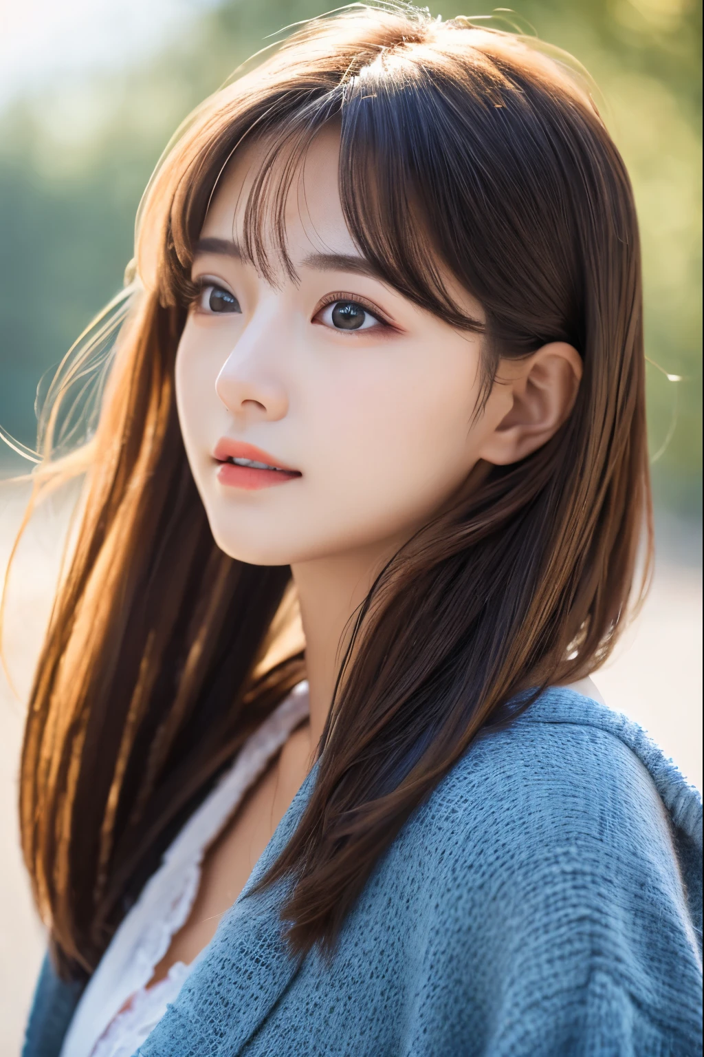 In detail, High resolution, high quality、Perfect dynamic composition, Beautiful fine details, Medium Hair, 、Natural color lip,Kamimei、20-year-old girl、1 person、Clear Skin、Shiny Hair、 最high quality, figure, Very detailed, In detail, High resolution, 8k、Hair dancing in the wind