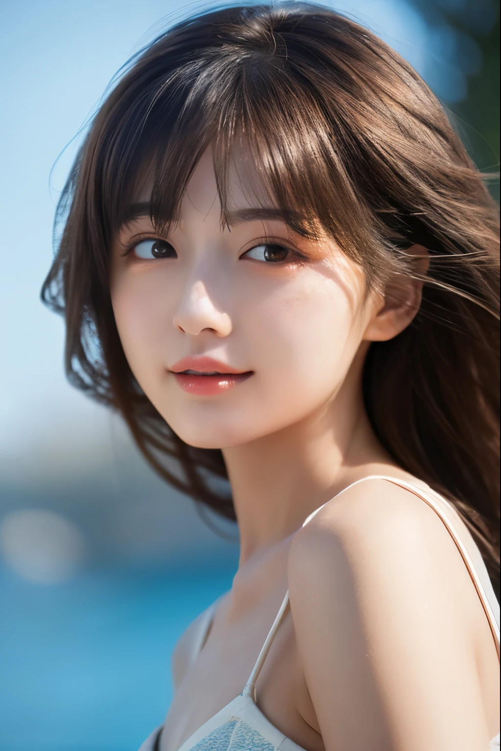 In detail, High resolution, high quality、Perfect dynamic composition, Beautiful fine details, Medium Hair, 、Natural color lip,Kamimei、20-year-old girl、1 person、Clear Skin、Shiny Hair、 最high quality, figure, Very detailed, In detail, High resolution, 8k、Hair dancing in the wind