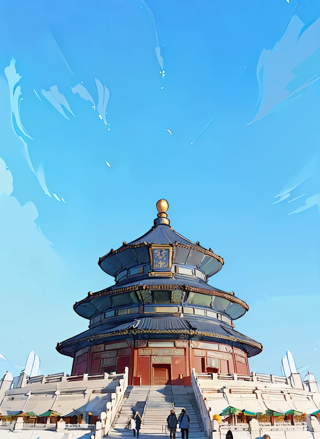 There is a building,There is a tower on it, Temple of Heaven, Beijing, Chinese Architecture, ancient Chinese Architecture, The floating palace, Chinese Architecture, golden hour in Beijing, Taoist temples and monks, Chinese Palace, with a Chinese temple, pagoda, Chinese temple, Ancient Chinese Tower, pagoda with a lot of wind chimes, sha xi
