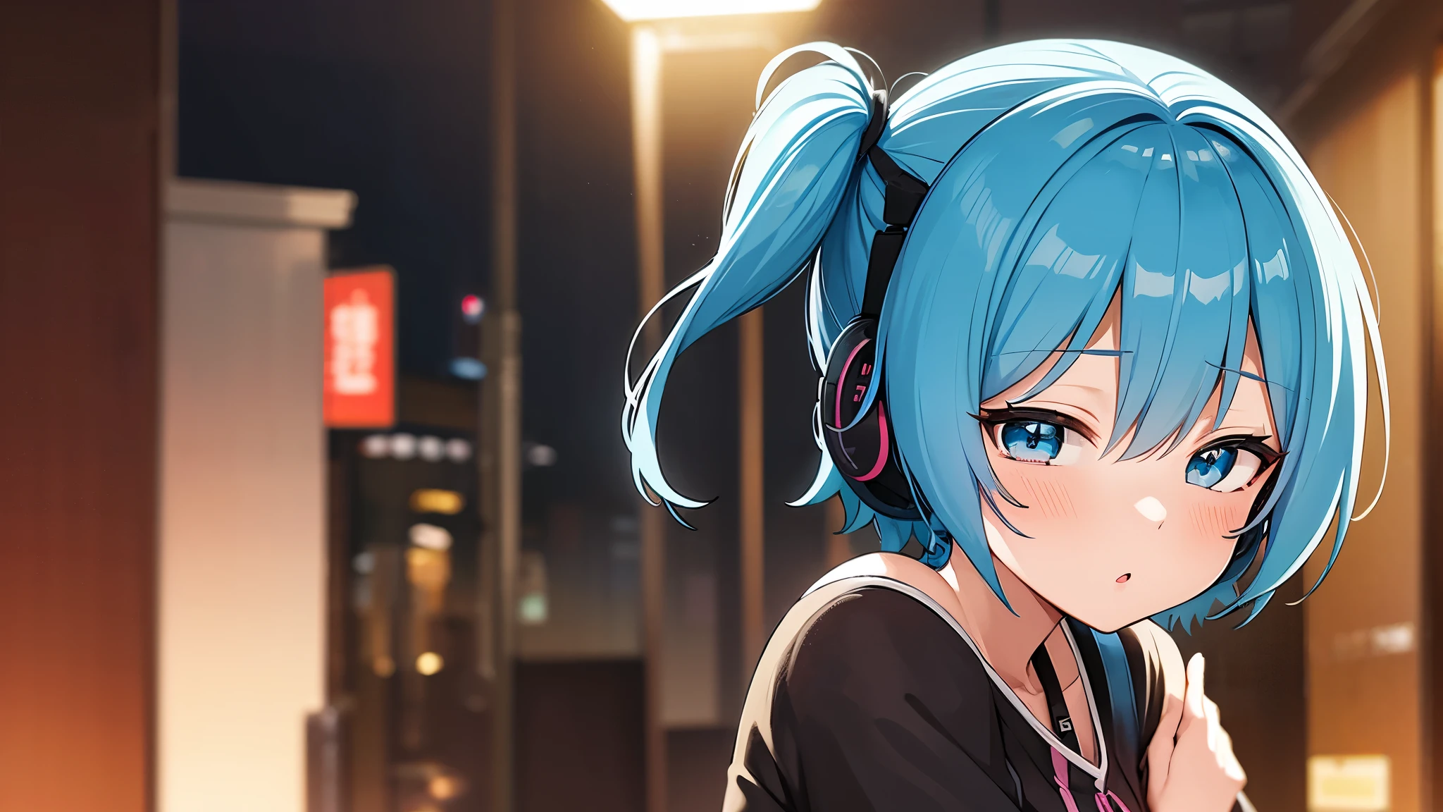 ht Adult beautiful woman nig繁華街 There are no people around Street lights are lined up short hair No bangs 女の子はal立っています Black Dress old vending machine Blue Hair blue eyes shortcut Sad expression Red lips Dark atmosphere Tsundere Main female The background is blurred Draw only the upper body Headphones The background is blurred Spacey Draw only the upper body 美しいblue eyes Blue Hair Tsundere正面を向く Twilight Lonely Gwnspired artwork、Beautiful Anime、 alone Gweitz、Beautiful Anime girl、Beautiful Anime girl、Turquoise hair anime girl、Anime Style。8k、Bowwater Art Style、Beautiful digital illustrations、Beautiful character drawings、Stunning Anime Face Portrait Mikudayo, Official artwork, Lo-fi Girl, Lo-fi art style,, sayori, Anime atmosphere, 富士フイルムと混ぜたAnime Style, Digital anime illustration, anime wallpaper 4k Headphonesをつけた女の子