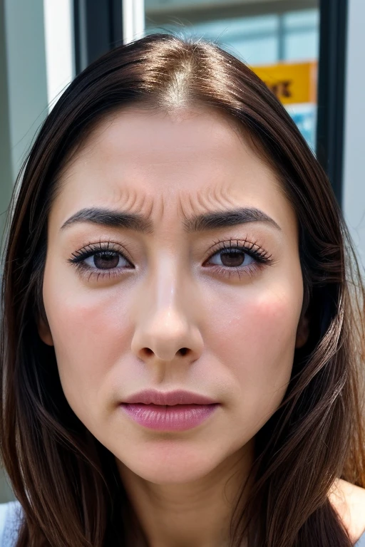 Beautiful Japanese actresses,1 girl,flying debris,,Award-winning photo, Very detailed, Keep your eyes focused, Nose and mouth,Face Focus, Extreme close up of face、 Age 35,Brown Hair、Symmetrical face,Realistic nostrils、Angle from below、Elongated C-shaped nostrils,(Sharp Nose)Sweaty skin、Shiny skin,(Brow wrinkles))（Cum on tongue)、((Thin eyebrows))Oily skin、Glowing Skin、double eyelid、、Beautiful woman、Medium Hair、Shortcuts、Tank top,I can see the sky、Shibuya Center Street、(((Show your side,throw))),Raise your eyebrows, (((Hold your mouth, Frowning, crazy, Frowning))), Textured skin,Long upper arms,((Cry with your eyes open, blush, Drunk, The face of endurance))Squat,Large Breasts,((Always lift your arms and show your sides))Long arms,scowl,smelling, annoyed, sad, sleepy, grimace, endured face
