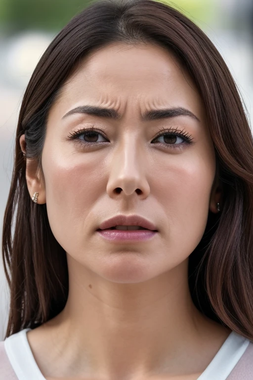 Beautiful Japanese actresses,1 girl,flying debris,,Award-winning photo, Very detailed, Keep your eyes focused, Nose and mouth,Face Focus, Extreme close up of face、 Age 35,Brown Hair、Symmetrical face,Realistic nostrils、Angle from below、Elongated C-shaped nostrils,(Sharp Nose)Sweaty skin、Shiny skin,(Brow wrinkles))(Cum on tongue)、((Thin eyebrows))Oily skin、Glowing Skin、double eyelid、、Beautiful woman、Medium Hair、Shortcuts、Tank top,I can see the sky、Shibuya Center Street、(((Show your side,throw))),Raise your eyebrows, (((Hold your mouth, Frowning, crazy, Frowning))), Textured skin,Long upper arms,((Cry with your eyes open, blush, Drunk, The face of endurance))Squat,Large Breasts,((Always lift your arms and show your sides))Long arms,scowl,smelling, annoyed, sad, sleepy, grimace, endured face