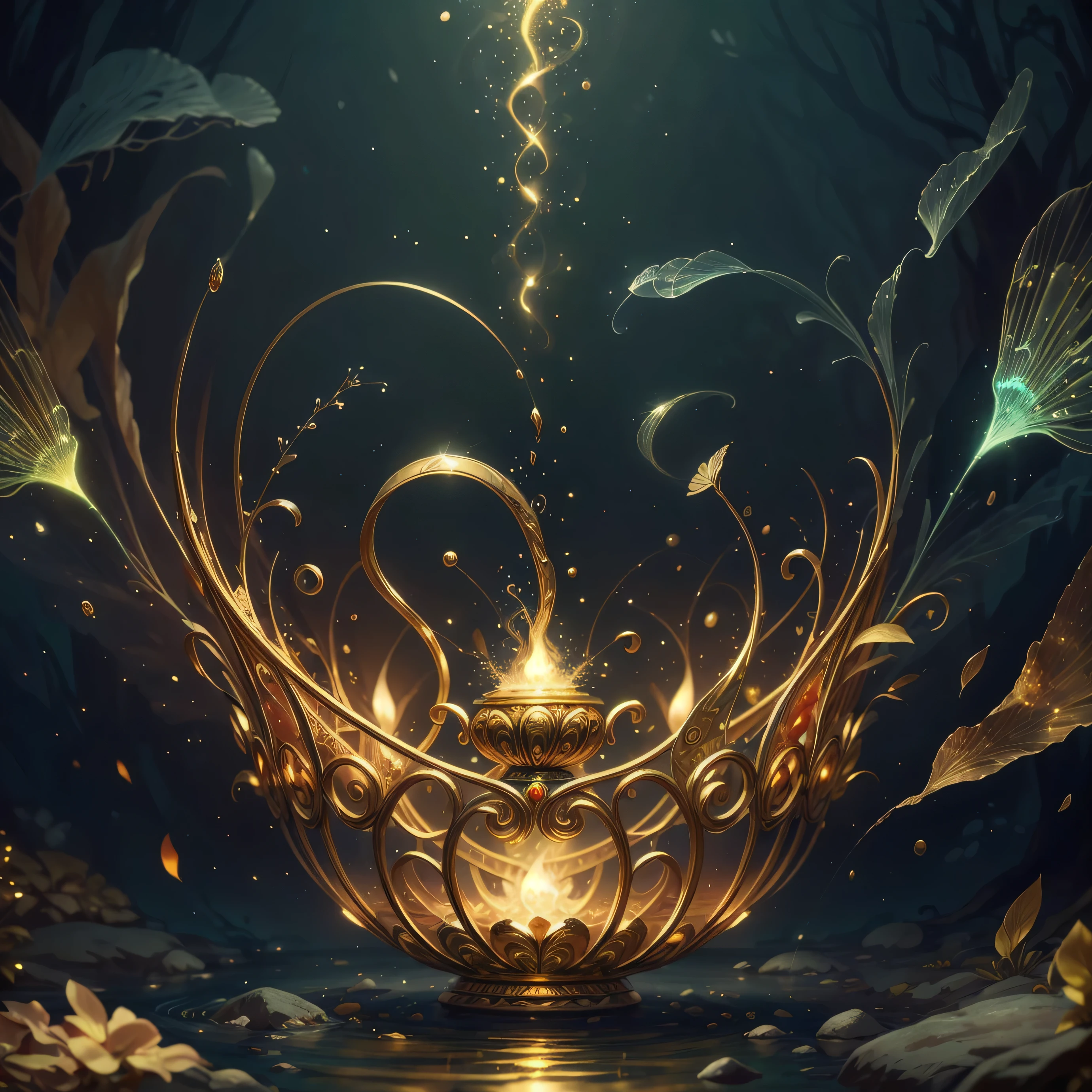 Highest image quality, ultra high definition, masterpiece, flow of life, Golden vessel pouring,river flow, stream of life,mystical transcendence,kundalini rising up, light and shadow, particle light, particle special effects, Bioluminescence, beautiful romance, beautiful, dream highest quality, ultra high definition, masterpiece, exquisite CG, exquisite details, rich picture layers, beautiful, perfect details, best quality, highest image quality, high resolution, high definition, 16k, 8k, UHD, HDR, HD,--v5,--ar