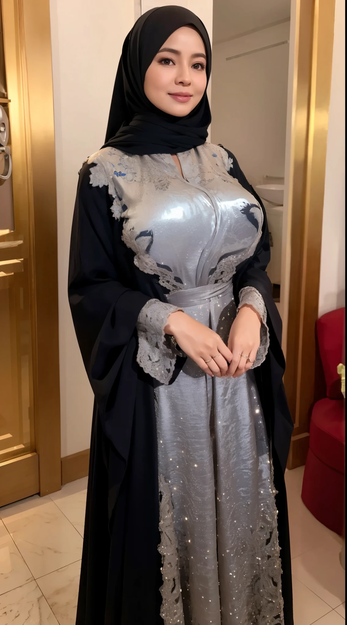 Very Beautiful princesse européenne beauty with long hair super detailed Dynamic outfit caftan marocain couvre son corps entier