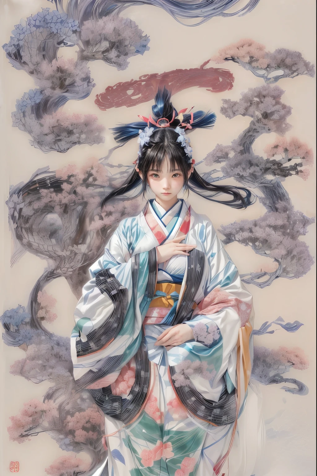 Anatomically correct、The right hand of a female。Her right hand is on her yukata。