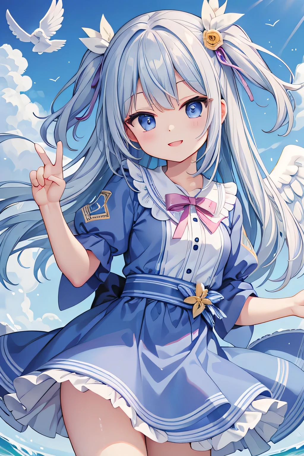 highest quality、smile、Angel's wing、Angel Halo、Holy Dress、heaven