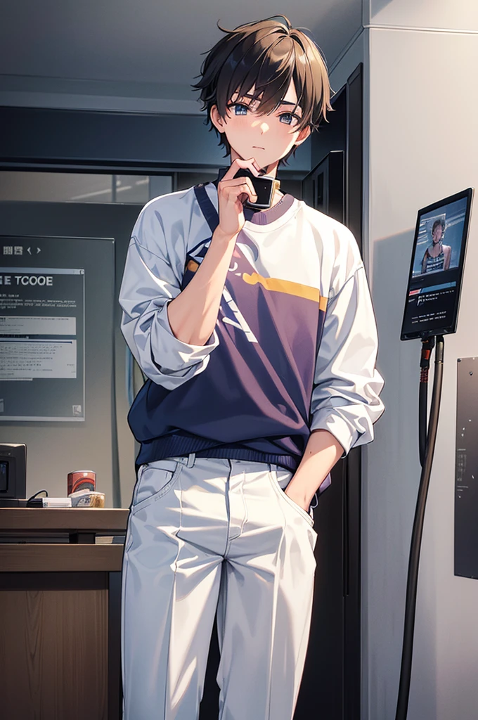 (creation:1.4),(HDR),moe,Strongest configuration、(High resolution)、Athletic male model、(Protagonist Boy,male protagonist,Anime characters)、(Young Man,Detailed man,Cool high school boy:1.4,Cool high school boy:1.4)、((Detailed manface:1.4))、face、refer to、hand、smart、(A charming and bright personality)、(Cool high school boy)、Slim body、Casual clothes、Virtual eSports Streamer、When I had my body scanned to create a virtual character, it turned out to be a girl character.、The body scan begins to mutate my body into a girl to match the virtual character.、{Crazy body scan}