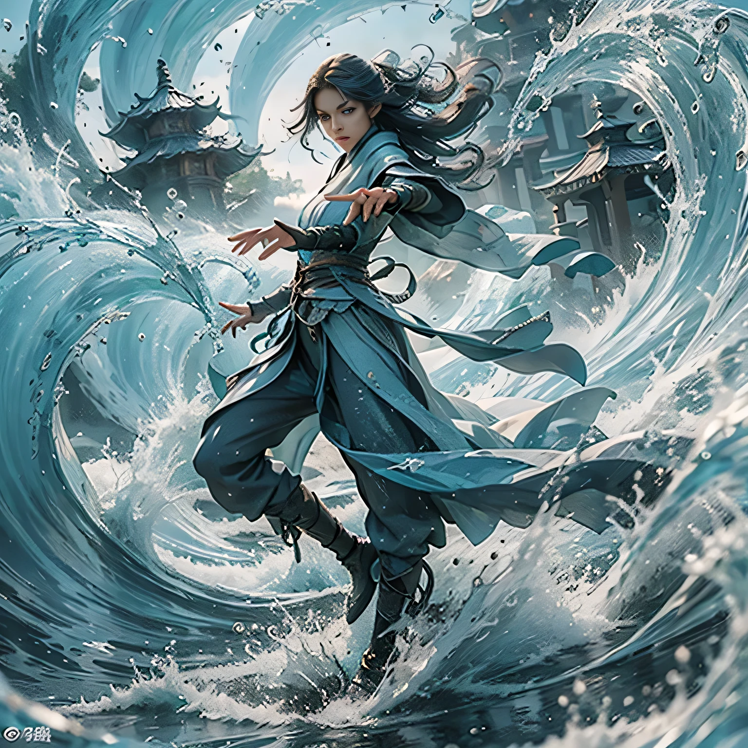 masterpiece,Best quality,Ultra-high resolution,Practical,(Honesty:1.4),Movie,Movie Effect,perfect lightingeffects,1 girl,Pretty Face,Skin detailed，Off-shoulder，(Realistic hands:1.4),(1 girl:1.4),Full Body Love,water,Yushui,wave,Water full of energy,Ultimate water detail,(Rainbow Candy:0.7),(Style Swirl Magic:0.7)