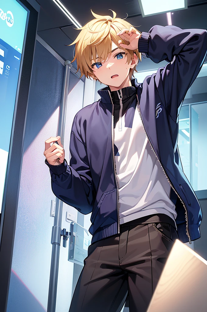 (creation:1.4),(HDR),moe,Strongest configuration、(High resolution)、Athletic male model、(Protagonist Boy,male protagonist,Anime characters)、(Young Man,Detailed man,Cool high school boy:1.4,Cool high school boy:1.4)、((Detailed manface:1.4))、face、refer to、hand、smart、(A charming and bright personality)、(Cool high school boy)、Slim body、Casual clothes、Virtual eSports Streamer、{Crazy body scan}、When I had my body scanned to create a virtual character, I ended up with a little sister character.、My body begins to transform into a girl to match the virtual character.、
