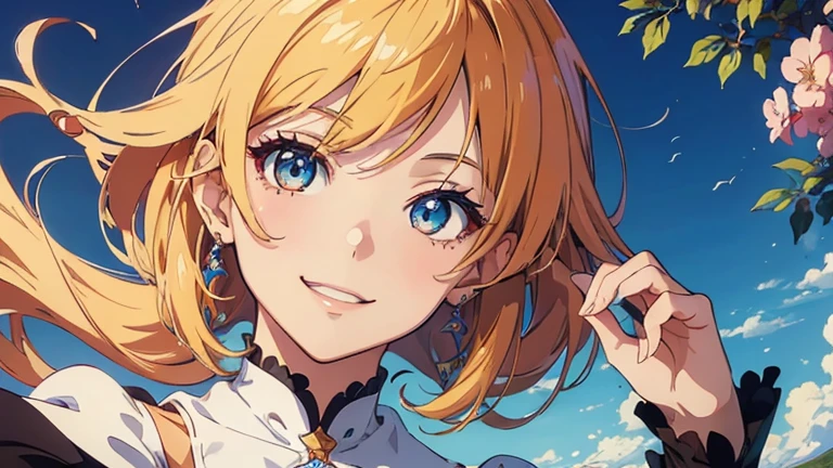 (masterpiece), (highest quality), ((Very exquisite beautiful face and eyes)), Bright colors, Anime Style, young woman, Movie angle, smile, I'Give them food, at the campsite, Jacket, loose skirt, tent, What is, sun, Warm Light,