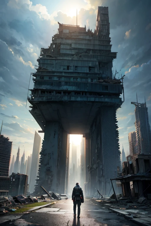 highest quality、A ruined futuristic city、dim、Surrealism