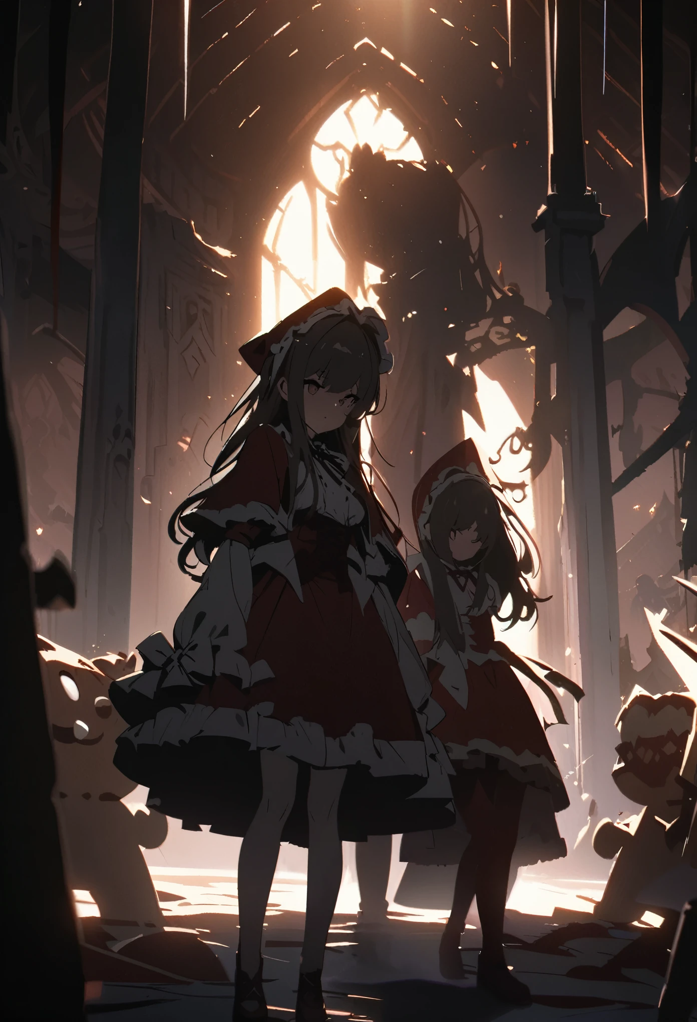 highres, unparalleled masterpiece, detailed background, absurdres, perfect anatomy(Hansel and Gretel)good lighting, volumetric lighting, cinematic shadow,