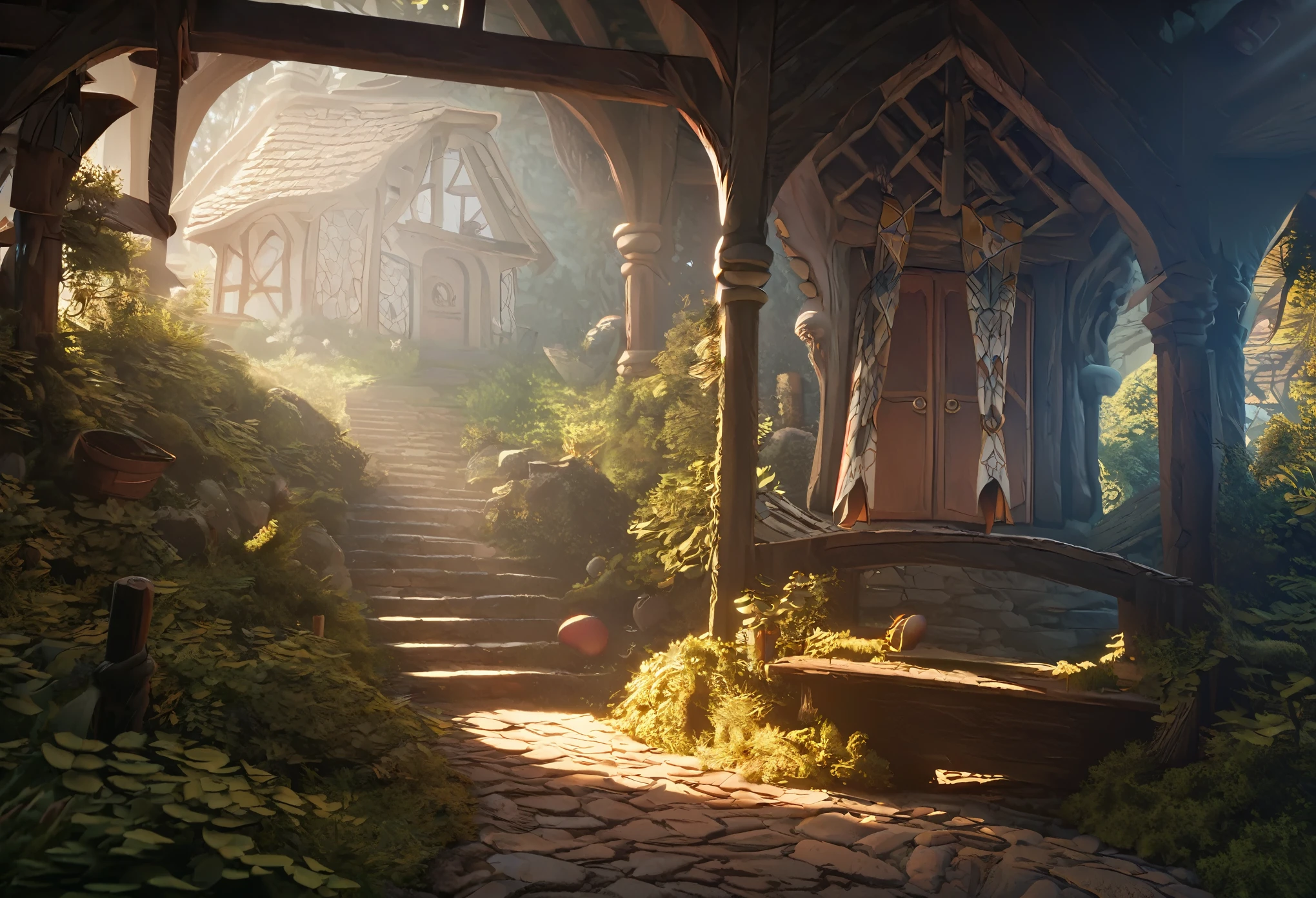 highres, unparalleled masterpiece, detailed background, absurdres, perfect ???????(Hansel and Gretel)good lighting, volumetric lighting, cinematic shadow,