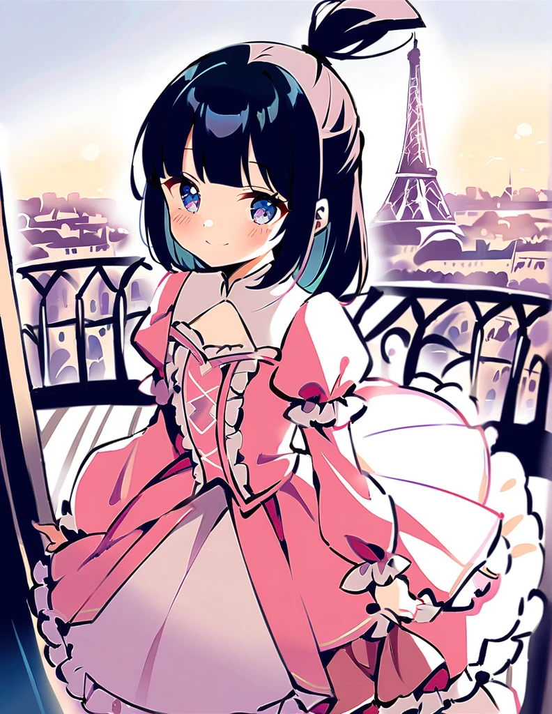 dynamic angle, absurdres, best quality, masterpiece,
BREAK
(petite), (pink detailed princess dress with many frills:1.3), frilly long sleeves, beautiful black hair, (topknot), blunt bangs, smile,
BREAK
The travel memories photo captures the princess against the backdrop of iconic locations around the world. In Paris, the princess smiles gracefully in front of the Eiffel Tower; These photos are a record of adventures that transcend time and space, reflecting the princess’s diverse allure. 