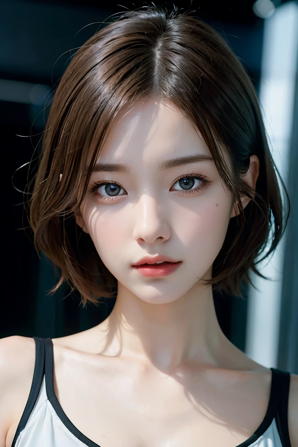 Ultra-high resolution、(Real:1.4)、One beautiful woman、Beautifully detailed eyes and skin、Light brown short hair、universeステーション、Bright interior、Cloudy、Sci-Fi Taste、Movie quality、dramatic、Dramatic composition、universe、