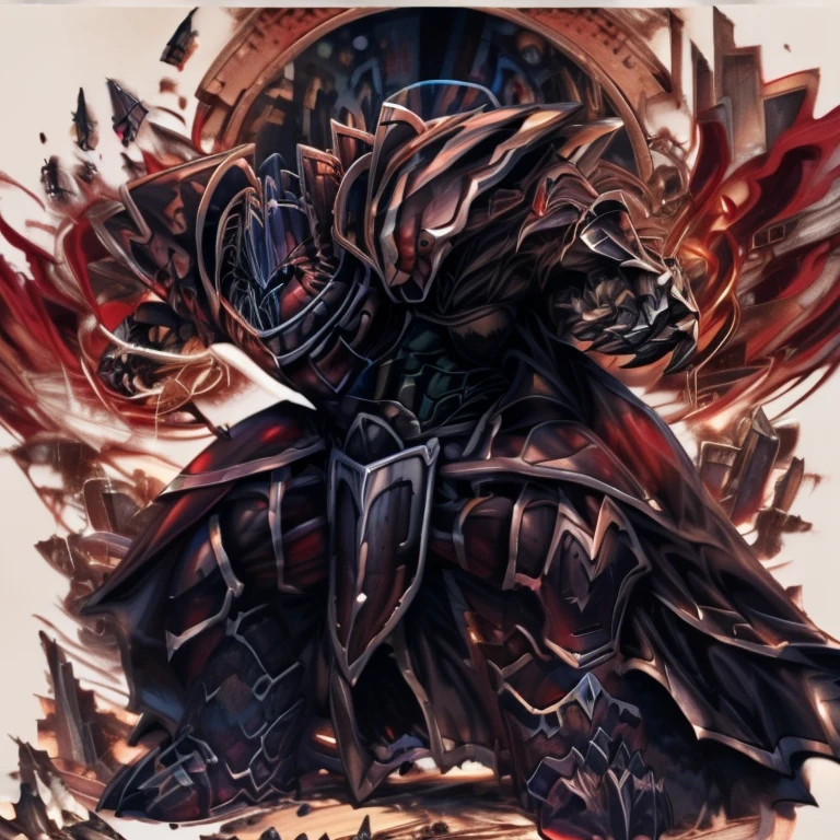 (masterpiece, best quality, detailed:1.2) detailed full body, a knight's mechanical armor, glowing wide and heavy armor, wears full body armor. massive muscles, huge pecs, chiseled abs, huge pectorals, exaggeratedly huge muscles. wearing a cloak. unusually developed muscular body big muscle, pecs, triceps, traps, waist narrow, unusually developed muscular body, Dark knight,
BlackKnight_fe, The claws are sharp,
Sharp teeth,