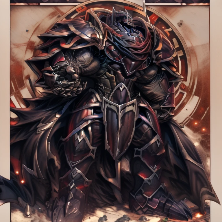 (masterpiece, best quality, detailed:1.2) detailed full body, a knight's mechanical armor, glowing wide and heavy armor, wears full body armor. massive muscles, huge pecs, chiseled abs, huge pectorals, exaggeratedly huge muscles. wearing a cloak. unusually developed muscular body big muscle, pecs, triceps, traps, waist narrow, unusually developed muscular body, Dark knight,
BlackKnight_fe, The claws are sharp,
Sharp teeth,