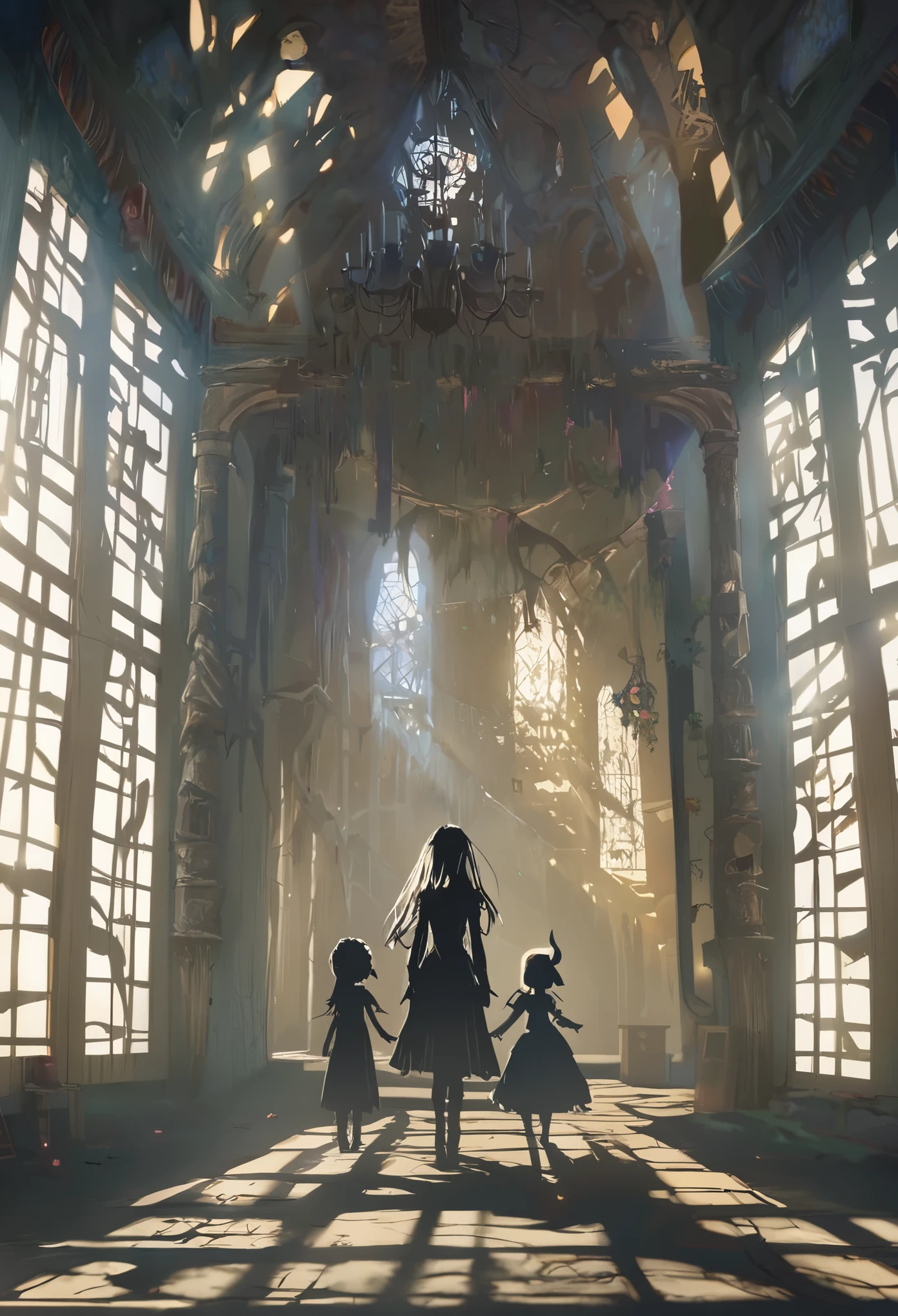 highres, unparalleled masterpiece, detailed background, absurdres, perfect anatomy(Hansel and Gretel)good lighting, volumetric lighting, cinematic shadow,