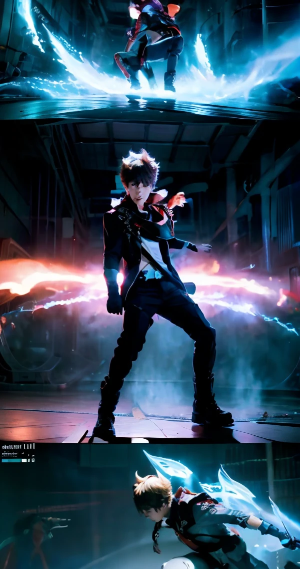 A boy of 18 years old making a gravity force attack, gravity lines in his fist, street warrior, ultra beautiful, ultra detailed, special light effects, 4k UHD, PHOTO REALISTIC
