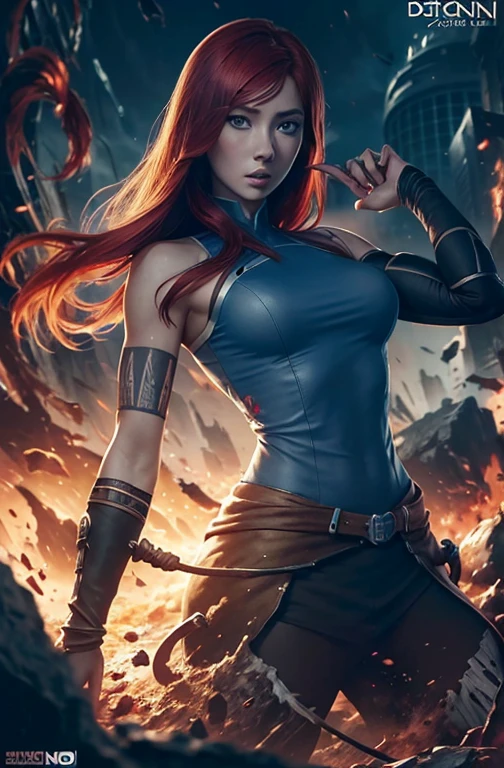 Karen Gillan red hair like Korra, sightly muscled, messy hair, Full body, Beautiful anime waifu style girl,hyperdetailed painting, luminism, art by artgerm, concept art, dark background, abstract beauty, approaching perfection, pure form, golden ratio, minimalistic, dark atmosphere, unfinished, concept art, intricate details, 8k post production, high resolution, hyperdetailed, trending on artstation, sharp focus, studio photo, intricate details, highly detailed,