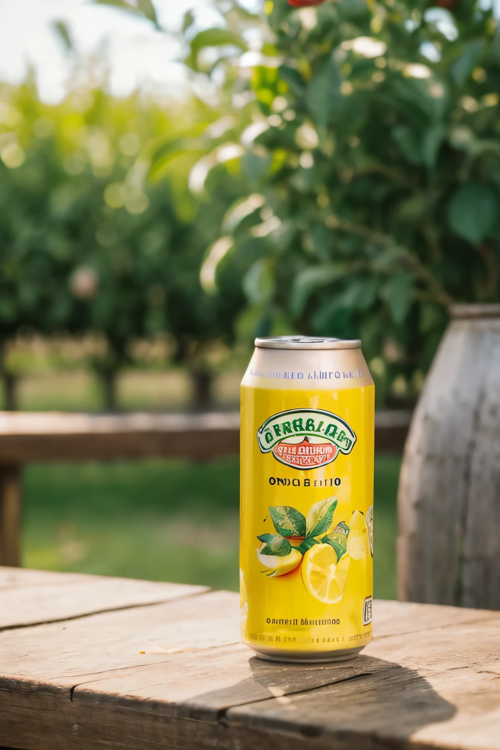 Fresh canned beer in the background lemon orchard