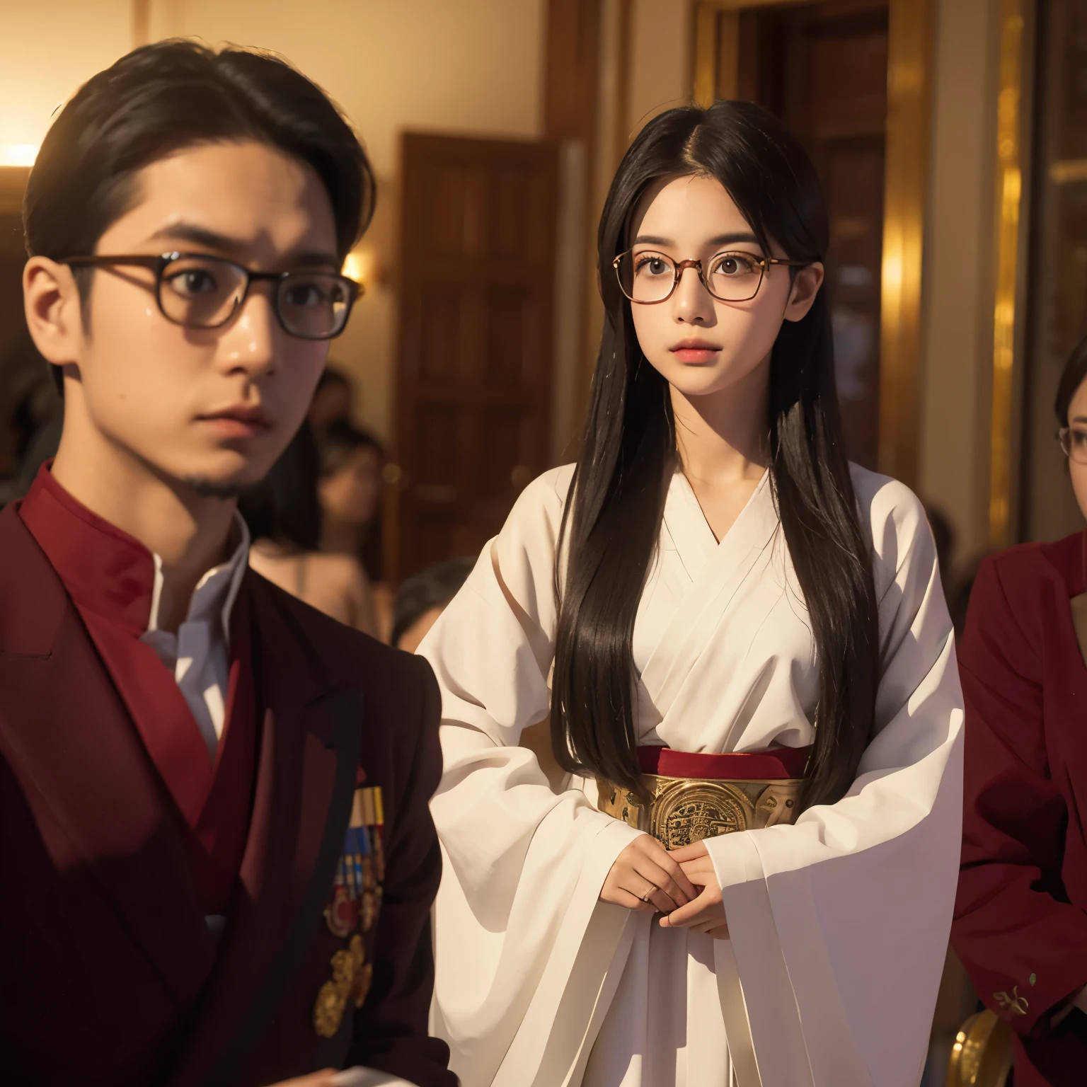 Elegant teenagers wearing glasses who like traditional culture