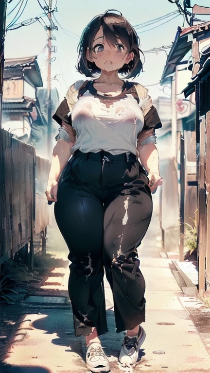 (must be follow these prompts:2),masterpiece, best quality, extremely detailed,photorealistic,(one woman:2),(alone:1.5),(genuine japanese looks:1.5),(japanese pretty woman:1.5),(adult woman but girly looks:1.4),(girlish face:1.6),(casual clothes on:1.4),(adorable face:1.4),(in tokyo:1.4),(a little plump face:1.5),(a little tiny height:1.3),(a little fat legs:1.3),(a little short regs:1.2),(a little plump hip:1.3),(natural face:1.8),(hardened chino pants is vital for her:1.5),(remarkable hardened chino pants on:1.5),(usual face:1.6),(must be her chino pants on:1.5),(she looks like japanese idol:1.5),(do not cut out her clothes:1.5),(normal body structures:1.9),(displayed one woman on single picture:2),(irresistible voluptuous body style:1.5),(must be fully clothes on:1.8),(a little plump japanese woman:1.2),(a little plump legs:1.3),(ejaculated in her arsehole again and again but her chino pants on:1.7),(she is very tired to faint away but her clothes on:1.8),(she looks exhausted with viscously clothes on:1.8),(her booty is too frousy but her chino pants on:1.7),(viscously arsehole and vagina but her chino pants on:1.6),(she looks like a ta:1.7),(numerous cum in her vagina but her chino pants on:1.8),(unbelievably creampied but her chino pants on too much:1.8),(ejaculated in her pussy again and again but her chino pants on too much:1.9),(numerous cum on her crotch area behind her chino pants on too much:1.6),(oldest cum remains inner chino pants too much:1.9),(her chino pants thoroughly penetrated with oldest semen:1.6),(her inner chino pants is viscous:1.9),(her arsehole is creampied but her chino pants on:1.8),(her arsehole is baggy after annual sex but her chino pants on:1.9),(oldest seminal stains increased:2),(repeated gang-rape to her double holes but invisible it beyond her chino pants far too much:1.9),(multiple raped and creampied every night but invisible it beyond her chino pants far too much:1.9),(usual face and usual life:2.3),(hardened creampied:3)