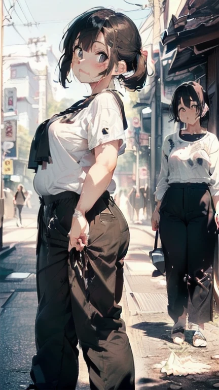 (must be follow these prompts:2),masterpiece, best quality, extremely detailed,photorealistic,(one woman:2),(alone:1.5),(genuine japanese looks:1.5),(japanese pretty woman:1.5),(adult woman but girly looks:1.4),(girlish face:1.6),(casual clothes on:1.4),(adorable face:1.4),(in tokyo:1.4),(a little plump face:1.5),(a little tiny height:1.3),(a little fat legs:1.3),(a little short regs:1.2),(a little plump hip:1.3),(natural face:1.8),(hardened chino pants is vital for her:1.5),(remarkable hardened chino pants on:1.5),(usual face:1.6),(must be her chino pants on:1.5),(she looks like japanese idol:1.5),(do not cut out her clothes:1.5),(normal body structures:1.9),(displayed one woman on single picture:2),(irresistible voluptuous body style:1.5),(must be fully clothes on:1.8),(a little plump japanese woman:1.2),(a little plump legs:1.3),(ejaculated in her arsehole again and again but her chino pants on:1.7),(she is very tired to faint away but her clothes on:1.8),(she looks exhausted with viscously clothes on:1.8),(her booty is too frousy but her chino pants on:1.7),(viscously arsehole and vagina but her chino pants on:1.6),(she looks like a lolita:1.7),(numerous cum in her vagina but her chino pants on:1.8),(unbelievably creampied but her chino pants on too much:1.8),(ejaculated in her pussy again and again but her chino pants on too much:1.9),(numerous cum on her crotch area behind her chino pants on too much:1.6),(oldest cum remains inner chino pants too much:1.9),(her chino pants thoroughly penetrated with oldest semen:1.6),(her inner chino pants is viscous:1.9),(her arsehole is creampied but her chino pants on:1.8),(her arsehole is baggy after annual sex but her chino pants on:1.9),(oldest seminal stains increased:2),(repeated gang-rape to her double holes but invisible it beyond her chino pants far too much:1.9),(multiple raped and creampied every night but invisible it beyond her chino pants far too much:1.9),(usual face and usual life:2.3),(hardened creampied:3)