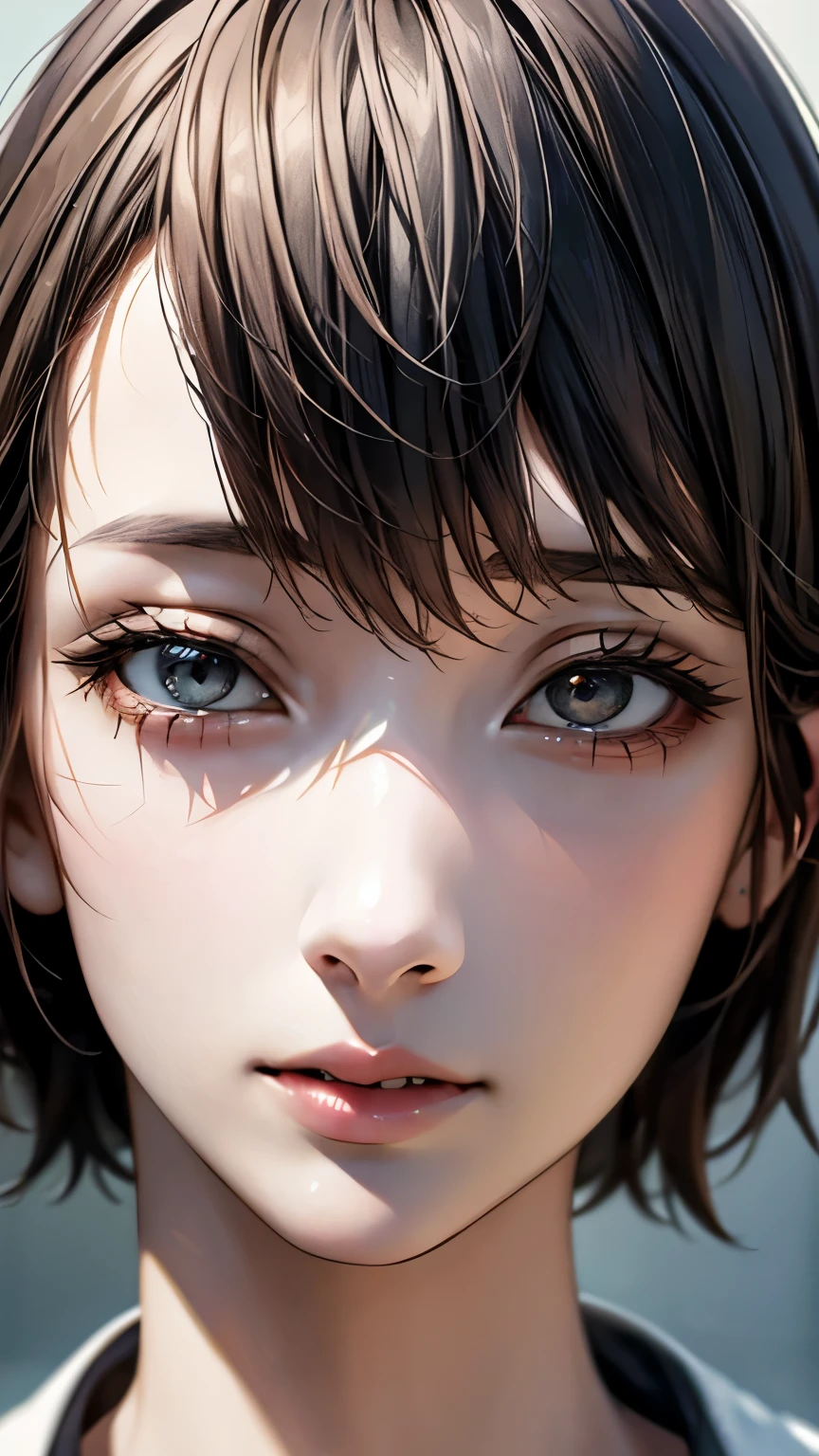 (highest quality、8k、32k、masterpiece)、(Realistic)、(Realistic:1.2)、(High resolution)、Very detailed、Very beautiful face and eyes、1 girl、Round and small face、(Droopy eyes:1.3), Tight waist、Delicate body、(close、highest quality、Attention to detail、Rich skin detail)、(highest quality、8k、Oil paint:1.2)、Very detailed、(Realistic、Realistic:1.37)、Bright colors