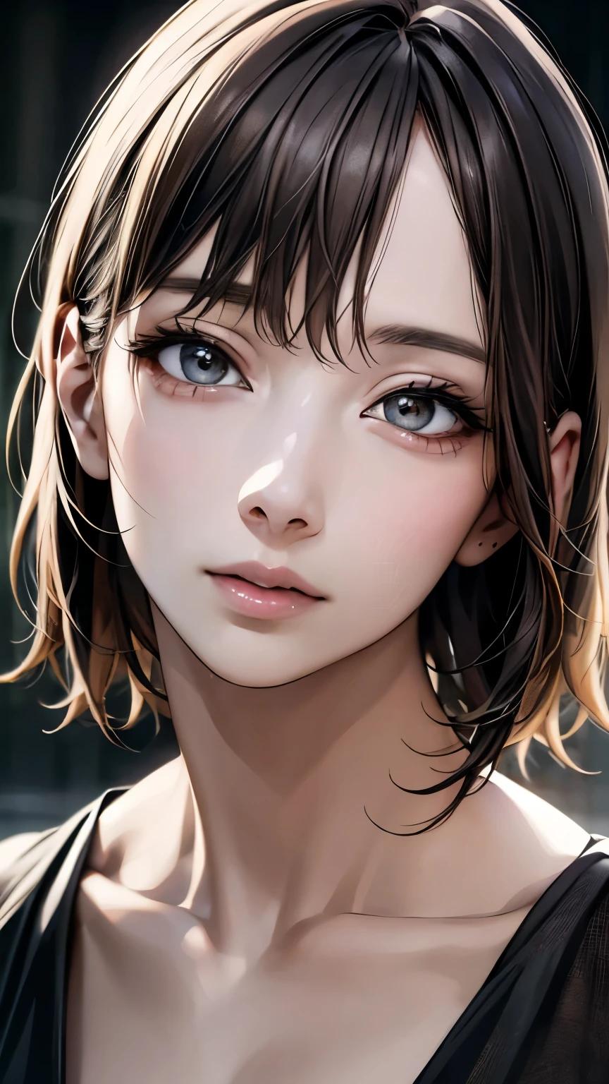 (highest quality、8k、32k、masterpiece)、(Realistic)、(Realistic:1.2)、(High resolution)、Very detailed、Very beautiful face and eyes、1 girl、Round and small face、(Droopy eyes:1.3), Tight waist、Delicate body、(close、highest quality、Attention to detail、Rich skin detail)、(highest quality、8k、Oil paint:1.2)、Very detailed、(Realistic、Realistic:1.37)、Bright colors