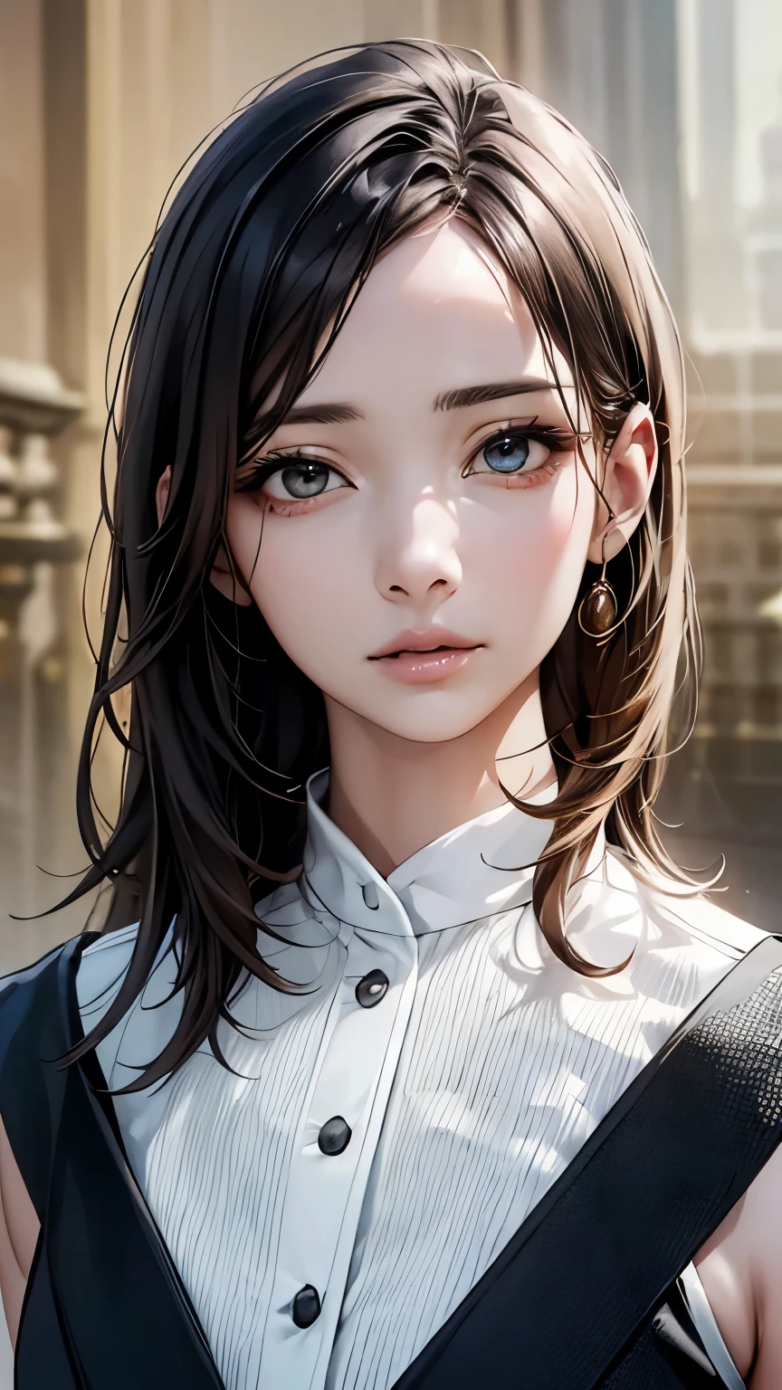 (highest quality、8k、32k、masterpiece)、(Realistic)、(Realistic:1.2)、(High resolution)、Very detailed、Very beautiful face and eyes、1 girl、Round and small face、(Droopy eyes:1.3), Tight waist、Delicate body、(close、highest quality、Attention to detail、Rich skin detail)、(highest quality、8k、Oil paint:1.2)、Very detailed、(Realistic、Realistic:1.37)、Bright colors