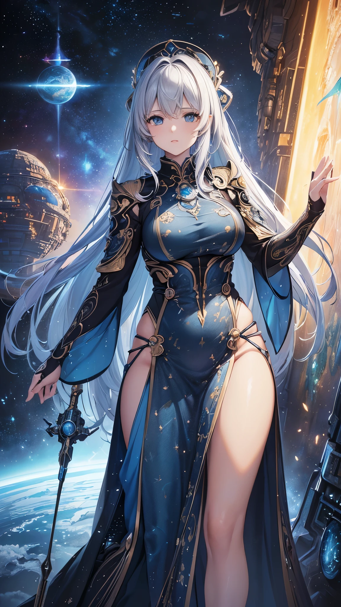 ((highest quality)),(Ultra-high resolution),(Very detailed),(Detailed Description),((The best CG)),(A masterpiece),Ultra-detailed art,Amazing drawing art,(Sci-fi art with exquisite detail:1.5), The Edge of the Universe, Earth