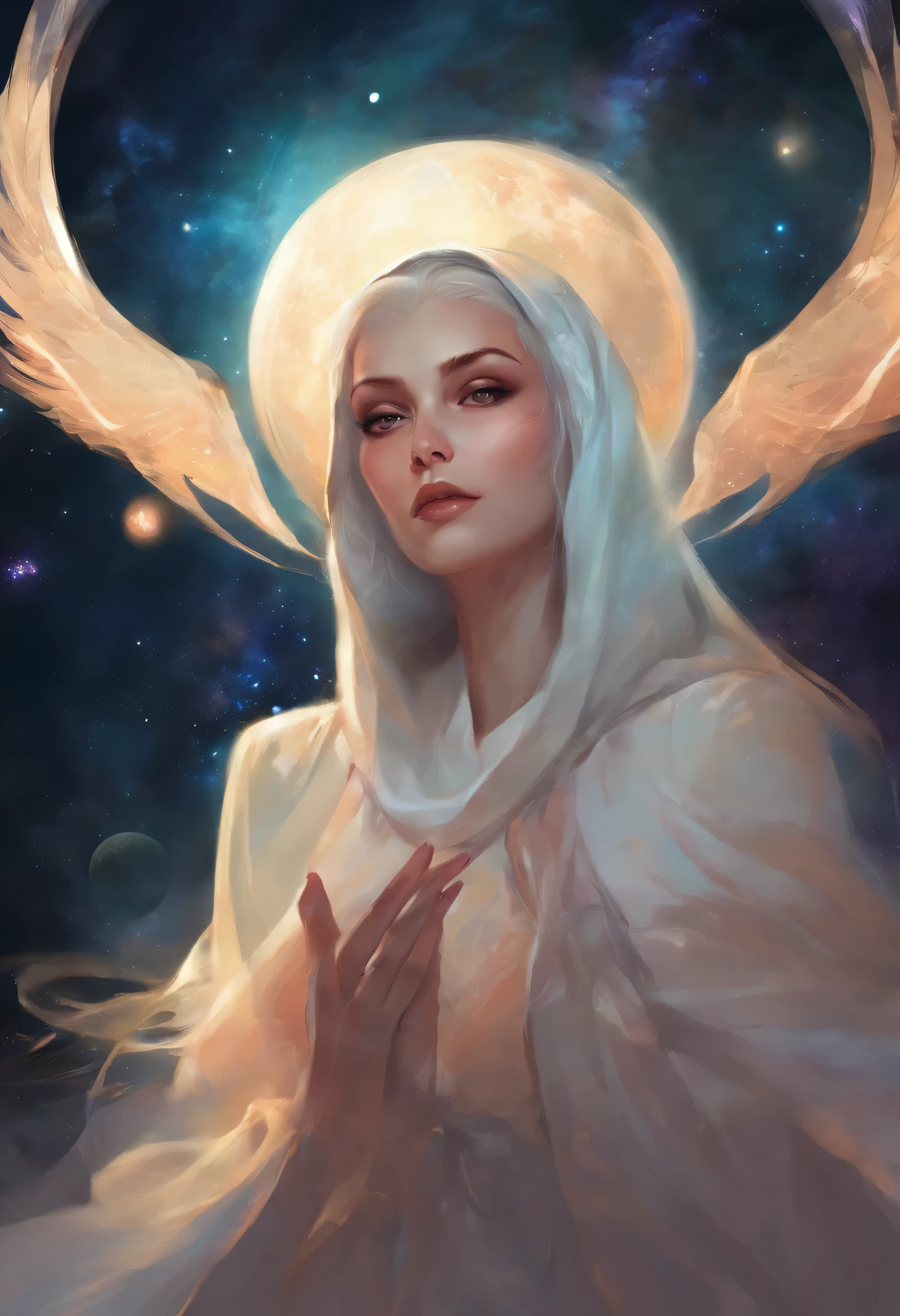 Nsfw, evil nun, in underwear, in space