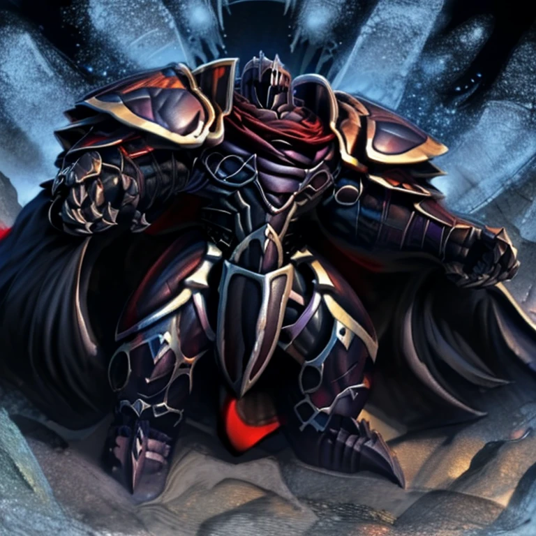 BlackKnight_fe, (masterpiece, best quality, detailed:1.2) detailed full body, a knight's mechanical armor, glowing wide and heavy armor, wears full body armor. massive muscles, huge pecs, chiseled abs, huge pectorals, exaggeratedly huge muscles. wearing a cloak. unusually developed muscular body big muscle, pecs, triceps, traps, waist narrow, unusually developed muscular body, Dark knight,
 The claws are sharp,
Sharp teeth, 